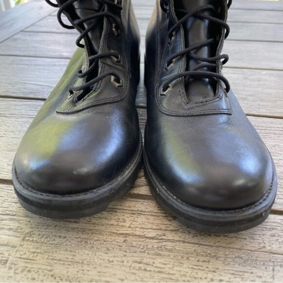 Timberland Black Leather Waterproof Combat Moto Boots Womens Size 9 - Picture 3 of 9